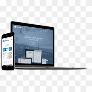 Scotcoin Website Mockup On A Laptop And A Mobile Device - Mobile Phone, HD Png Download