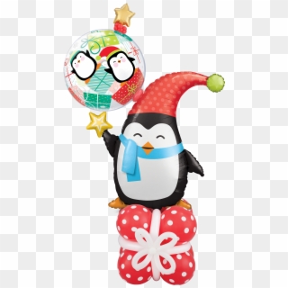 Penguin Christmas Balloon Pedestal - Balões Qualatex Natal, HD Png Download