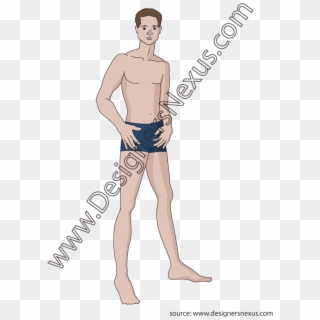 Adobe Illustrator Male Fashion Figure Sketch Template - Barechested, HD Png Download