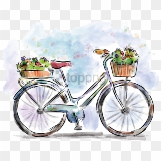 Free Png Stock Bicycle Painting Drawing Png Image With - Watercolor Of Bicycle, Transparent Png