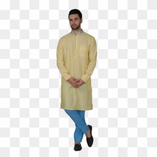 Beige Color Kurta With Sky Blue Pajama - Silk, HD Png Download