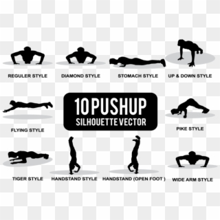 Pushup Silhouettes Vector - Pixelperfect, HD Png Download