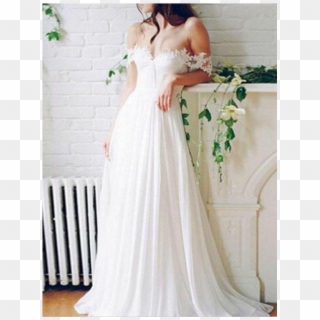 White Lace Wedding Dress, Long Wedding Dress, Wedding - Lace Wedding Off The Shoulders Wedding Dresses, HD Png Download