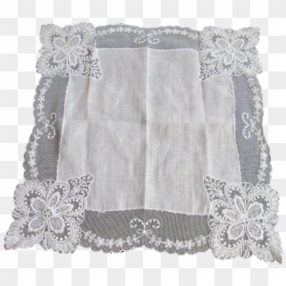 Antique Hanky Hankie Net Lace White Cotton Textile - Placemat, HD Png Download