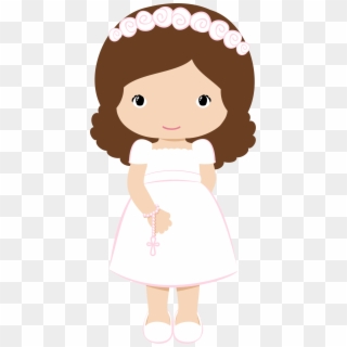 Clipart Communion Girl Png Wave Hair - First Communion Girl Clipart, Transparent Png