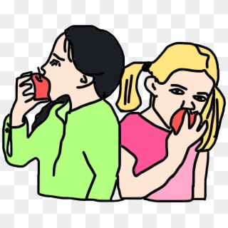 This Free Icons Png Design Of Girls Are Eating Apples, Transparent Png