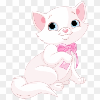 Cute Pink And White Cat Png Clipart Image - White Cat Clipart Png, Transparent Png
