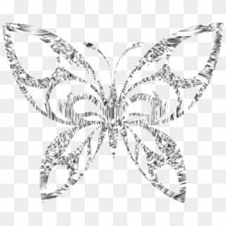 Diamond Clipart Butterfly - Clip Art Butterfly Silver, HD Png Download