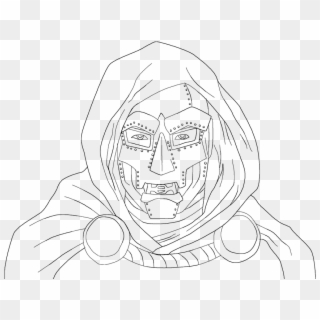 Doom Drawing Black And White - Doctor Doom Line Art, HD Png Download