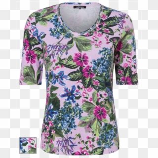 Olsen 100% Cotton Floral T-shirt - Blouse, HD Png Download