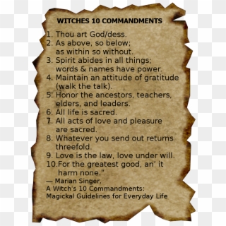 Witches 10 Commandments - Transparent Burnt Parchment Paper Png, Png Download