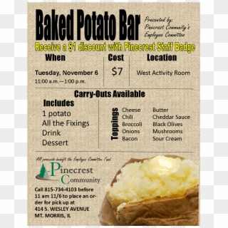 Baked Potato Bar Fundraiser - Baked Potato Bar Lunch, HD Png Download