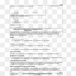 1 Fl-626 Stipulation And Order Waiving Unassigned Arrears - Waiver Of Child Support Arrears, HD Png Download