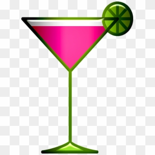 Cocktail Drink Pink Lime Glass Refreshment - Martini Glass, HD Png Download