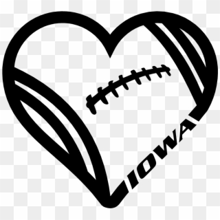 Iowa Hawkeyes Football Heart Design On A Black T-shirt - Football Heart Svg, HD Png Download