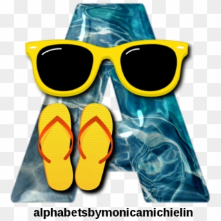 Alfabeto Praia Óculos Amarelo Png, Yellow Glasses Alphabet - Diving Equipment, Transparent Png