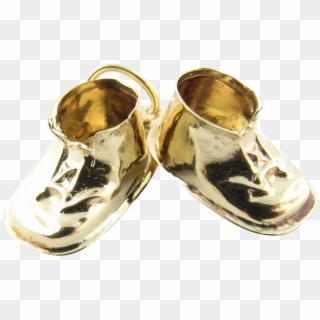 Vintage 14 Karat Yellow Gold Baby Shoes Charm Found - Brass Instrument, HD Png Download