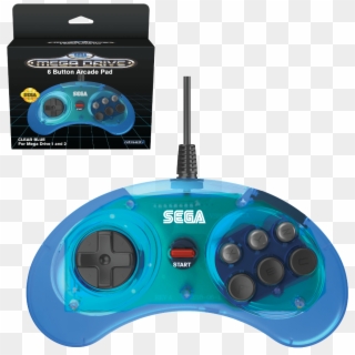 Mega Drive, Arcade Pad, 6 Button, Clear Blue, Original - Mega Drive 6 Button Controller, HD Png Download