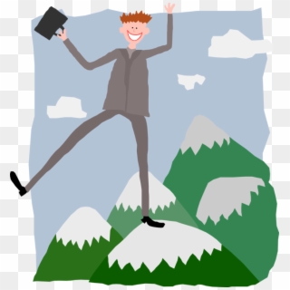 Vector Illustration Of Businessman On Mountain Peak - Человек На Горе Png, Transparent Png