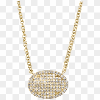 Oval Yellow Gold And Diamond Necklace - Pendant, HD Png Download