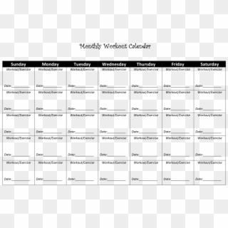 Workout Schedule Template Unique Monthly Workout Template - Printable Monthly Workout Calendar, HD Png Download