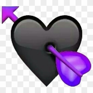 #arrow #heart #purple #black #emoji#art #interesting - Transparent Black Heart Emoji, HD Png Download