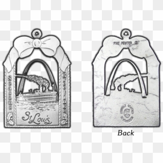 Louis Arch & Steamboat Pewter Christmas Ornament - Cartoon, HD Png Download