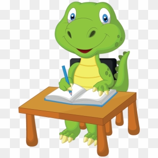 Dino-study - Dinosaur Sitting At A Table, HD Png Download