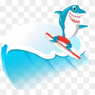 Surfing Shark - Great White Shark, HD Png Download