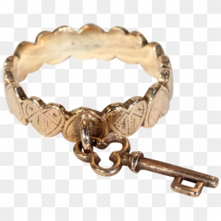 Antique 'key To My Heart' Gold Charm Ring - Park City Charms Jewelry Png Transparente, Png Download