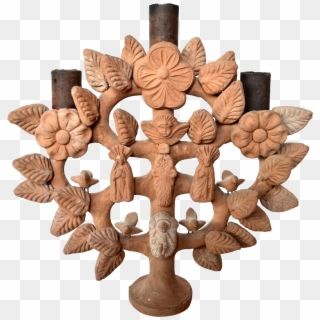 Vintage Mexican Ceramic Tree Of Life Candelabra - Chandelier, HD Png Download