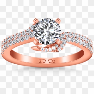 Pave Engagement Ring Amber 14k Rose Gold - Engagement Ring, HD Png Download