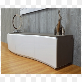 Sinuosa White & Grey Lacquer Modern Tv Stand - Sideboard, HD Png Download