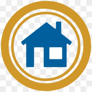 Blue House In Double Yellow Circle - Emblem, HD Png Download