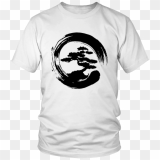 Bonsai Tree Silhouette & Enso Circle Brush Stroke T-shirt - Happy 50th Birthday T Shirt Png, Transparent Png