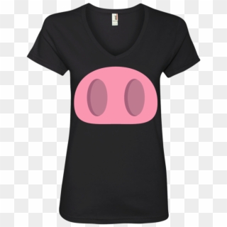 Pig Nose Emoji Ladies' V Neck T Shirt - Active Shirt, HD Png Download