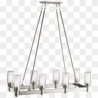 8 Light Linear Chandelier In Brushed Nickel Circolo - Dining Room Lighting Nickel, HD Png Download