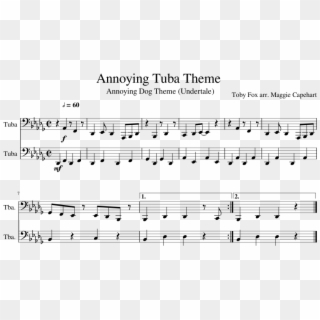 Annoying Tuba Theme Sheet Music Composed By Toby Fox - Sheet Music, HD Png Download