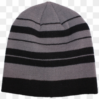 Knit Beanie In Black W/grey Stripes - Knit Cap, HD Png Download
