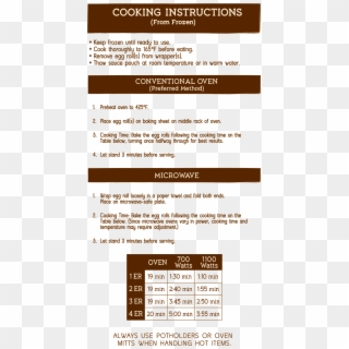Close Cooking Instructions Nutrition Instructions - Kahiki Egg Rolls Cooking Instructions, HD Png Download