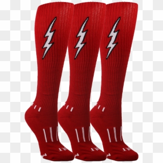 Red With White Insane Bolt - Sock, HD Png Download