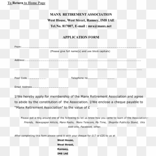 Application - - Retirement Home Application Form, HD Png Download