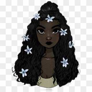 #girl #black #curlyhair #flower Crown #draw - Black Girl With Crown Drawing, HD Png Download