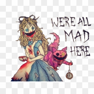 Cheshire Cat Clipart Tumblr Transparent - We Re All Mad Here Drawings, HD Png Download