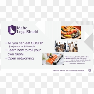 All You Can Eat Sushi Night -presented Py Idaho Legalshield - Flyer, HD Png Download