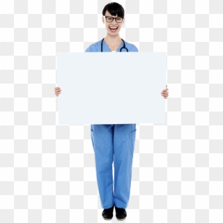 Doctor Holding Banner Png Image - Cartoon, Transparent Png