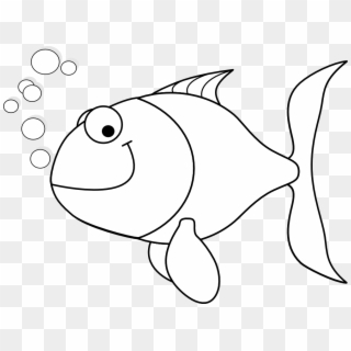 Tropical Fish Clipart Happy Fish - Happy Black And White Fish Clip Art, HD Png Download