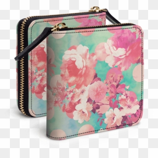 Dailyobjects Romantic Pink Retro Floral Pattern Teal - Coin Purse, HD Png Download