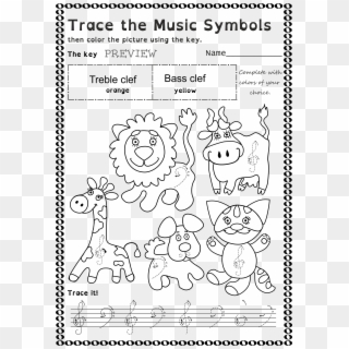 Funny Worksheets To Trace Basic Music Symbols For Younger, HD Png Download