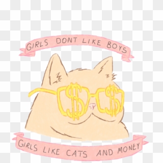 Art Girls Cute Kawaii Cats Grunge Lovely Pink Pastel - Girls Don T Like Boys Girls Like Cats, HD Png Download